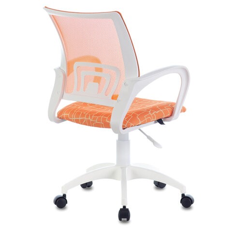Компьютерное кресло Brabix Fly MG-396W (с подлокотниками, пластик белый, сетка, оранжевое с рисунком "Giraffe") 532402 в Мурманске - изображение 1