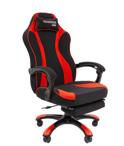 Игровое кресло CHAIRMAN GAME 35 с выдвижной подставкой для ног Ткань  черная / Ткань красная в Мурманске