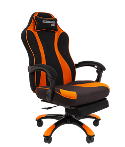 Игровое кресло CHAIRMAN GAME 35 с выдвижной подставкой для ног Ткань черная / Ткань оранжевая в Мурманске - предосмотр