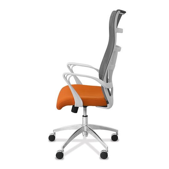 Кресло в офис Топ X белый каркас, сетка/ткань TW / серая/оранжевая в Мурманске - изображение 3