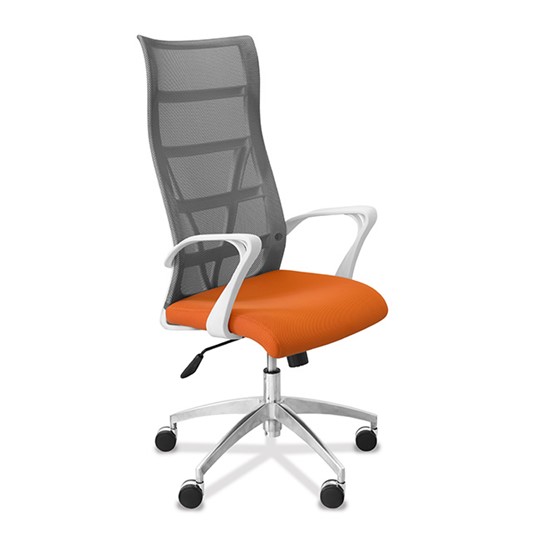 Кресло в офис Топ X белый каркас, сетка/ткань TW / серая/оранжевая в Мурманске - изображение 8