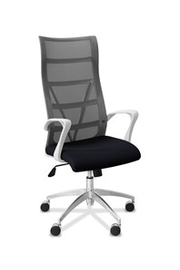 Кресло для руководителя Топ X белый каркас, сетка/ткань TW / серая/черная в Мурманске