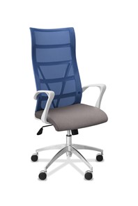 Офисное кресло Топ X белый каркас, сетка/ткань TW / синяя/серая в Мурманске