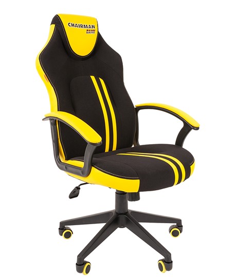 Кресло игровое CHAIRMAN GAME 26  Экокожа - Ткань стандарт. Черный/желтый в Мурманске - изображение 1