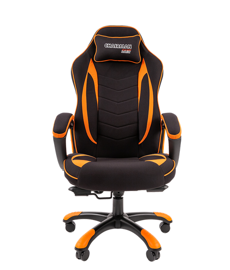 Кресло игровое CHAIRMAN GAME 28 Полиэстер комбинированная ткань оранжевый/черный в Мурманске - изображение 2