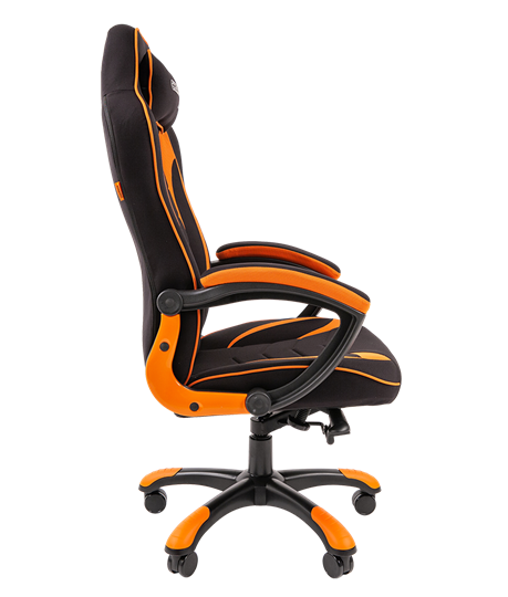 Кресло игровое CHAIRMAN GAME 28 Полиэстер комбинированная ткань оранжевый/черный в Мурманске - изображение 3