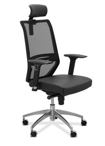 Кресло офисное Aero lux с подголовником, сетка/экокожа / черная/черная CN1114 в Мурманске
