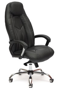Офисное кресло BOSS Lux, кож/зам, черный/черный перфорированный, арт.9160 в Мурманске
