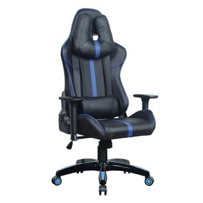 Кресло компьютерное BRABIX "GT Carbon GM-120", две подушки, экокожа, черное/синее, 531930 в Мурманске