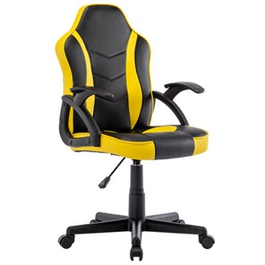 Кресло офисное BRABIX "Shark GM-203", экокожа, черное/желтое, 532514 в Мурманске - предосмотр