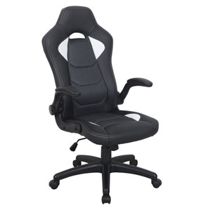 Офисное кресло BRABIX "Skill GM-005", откидные подлокотники, экокожа, черное/белое, 532493 в Мурманске