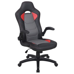 Офисное кресло BRABIX "Skill GM-005", откидные подлокотники, экокожа, черное/красное, 532496 в Мурманске