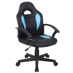 Кресло компьютерное BRABIX "Spark GM-201", экокожа, черное/голубое, 532505 в Мурманске - предосмотр