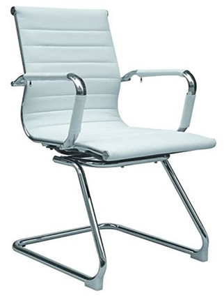 Офисное кресло B110 на полозьях, экокожа / хром, белый в Мурманске - изображение