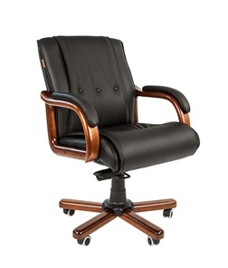 Кресло компьютерное CHAIRMAN 653M кожа черная в Мурманске