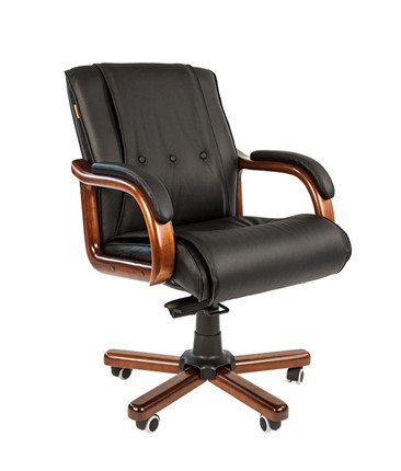 Кресло компьютерное CHAIRMAN 653M кожа черная в Мурманске - изображение