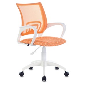Компьютерное кресло Brabix Fly MG-396W (с подлокотниками, пластик белый, сетка, оранжевое с рисунком "Giraffe") 532402 в Мурманске - предосмотр