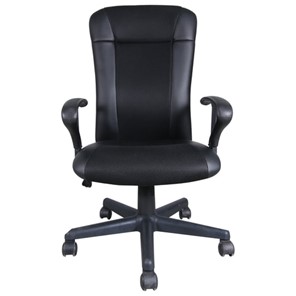 Кресло Brabix Optima MG-370 (с подлокотниками, экокожа/ткань, черное) 531580 в Мурманске