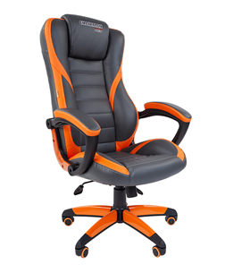 Кресло компьютерное CHAIRMAN GAME 22 эко кожа, серый/оранжевый в Мурманске