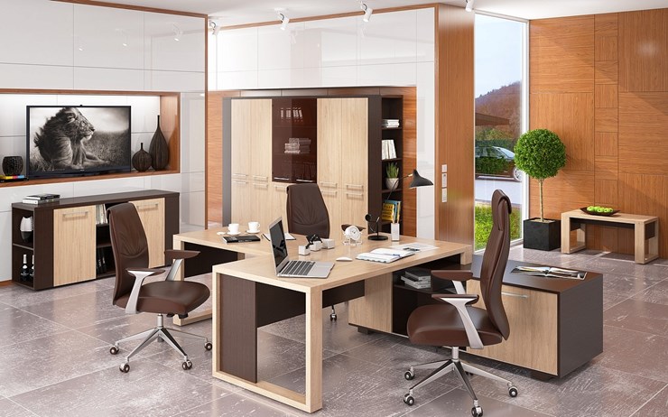 Кабинет руководителя ALTO с высоким шкафом для одежды, низким для документов и журнальным столиком в Мурманске - изображение 5