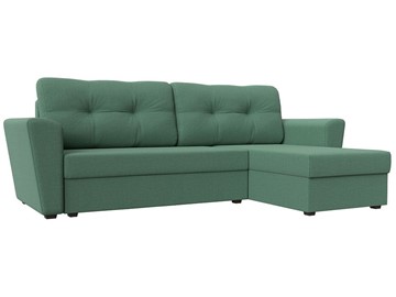 Угловой диван с оттоманкой Амстердам Лайт, Амур зеленый (рогожка) в Мурманске
