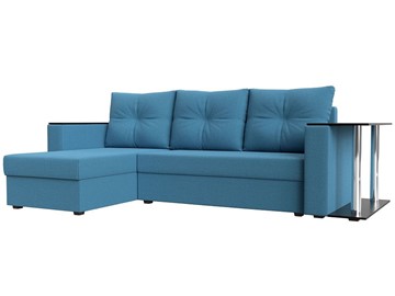 Угловой диван с оттоманкой Атланта Лайт, Амур голубой (микровельвет) в Мурманске