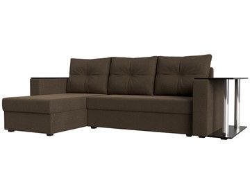 Угловой диван с оттоманкой Атланта Лайт, Коричневый (рогожка) в Мурманске
