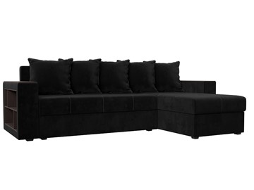 Угловой диван с оттоманкой Дубай Лайт, Черный (велюр) в Мурманске - предосмотр