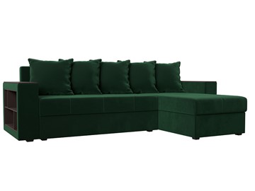 Угловой диван с оттоманкой Дубай Лайт, Зеленый (велюр) в Мурманске