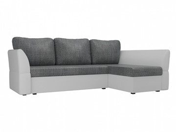 Угловой диван с оттоманкой Гесен, Серый/Белый (рогожка/экокожа) в Мурманске