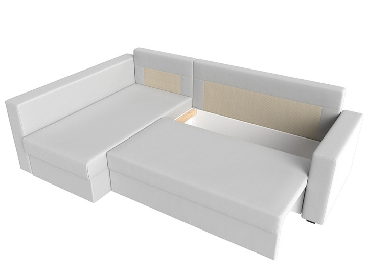 Угловой раскладной диван Мансберг, Белый (Экокожа) в Мурманске - изображение 1