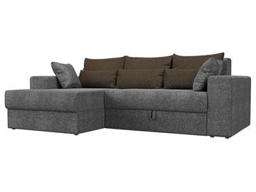 Угловой диван с оттоманкой Майами, Серый/Коричневый (рогожка) в Мурманске