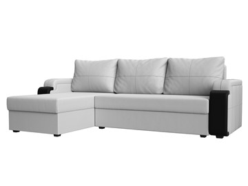 Угловой диван с оттоманкой Николь лайт, Белый/Черный (экокожа) в Мурманске - предосмотр