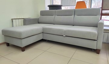 Угловой диван с оттоманкой Марсель Luma 13 серый велюр в Мурманске