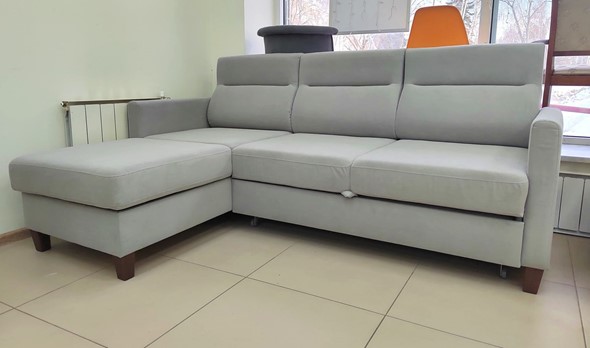 Угловой диван с оттоманкой Марсель Luma 13 серый велюр в Мурманске - изображение