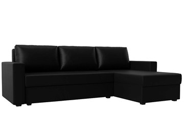 Угловой диван с оттоманкой Траумберг Лайт, Черный (Экокожа) в Мурманске