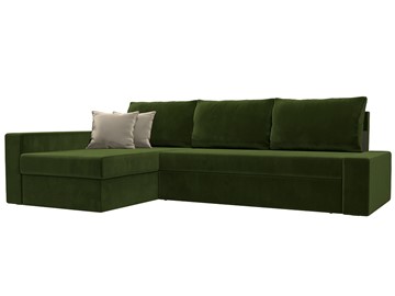 Угловой диван для гостиной Версаль, Зеленый/Бежевый (микровельвет) в Мурманске