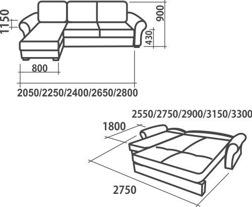 Угловой диван Аккордеон-1, 315 (круглые подлокотники) с коробом в Мурманске - изображение 1