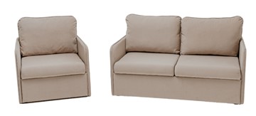 Комплект мебели Амира бежевый диван + кресло в Мурманске