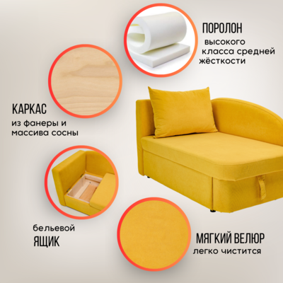 Мягкий диван левый Тедди желтый в Мурманске - изображение 18