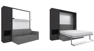 Кровать подъемная Кровать-трансформер Smart (ШЛ+КД 1400), шкаф левый, правый подлокотник в Мурманске