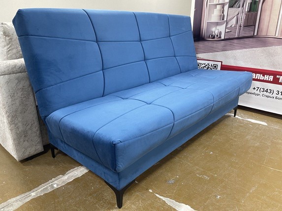 Прямой диван Ривьера БД 2022 Ground 10 синий велюр в Мурманске - изображение