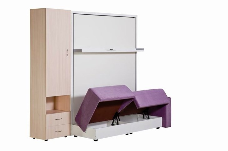 Диван Кровать-трансформер Smart (ШЛ+КД 1400+ШП), 2 шкафа, без подлокотников в Мурманске - изображение 4