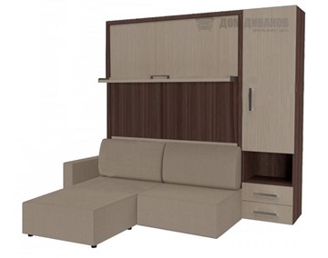 Шкаф-кровать Кровать-трансформер Smart (КД 1400+ШП+Пуф), шкаф правый, левый подлокотник в Мурманске
