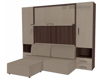 Подъемная кровать Кровать-трансформер Smart (ШЛ+КД 1600+ШП+Пуф), 2 шкафа, без подлокотников в Мурманске