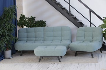 Комплект мебели Абри цвет мята кресло + диван + пуф опора металл в Мурманске
