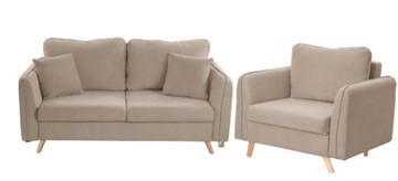 Комплект мебели Бертон бежевый диван+ кресло в Мурманске - предосмотр