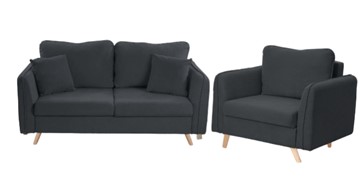 Комплект мебели Бертон графит диван+ кресло в Мурманске - предосмотр
