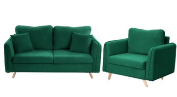 Комплект мебели Бертон изумрудный диван+ кресло в Мурманске