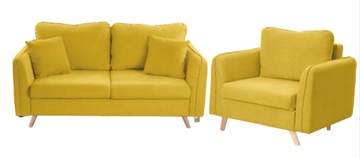 Комплект мебели Бертон желтый диван+ кресло в Мурманске